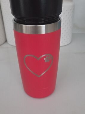 Heart Paw Yeti Travel Mug in Bright Red.